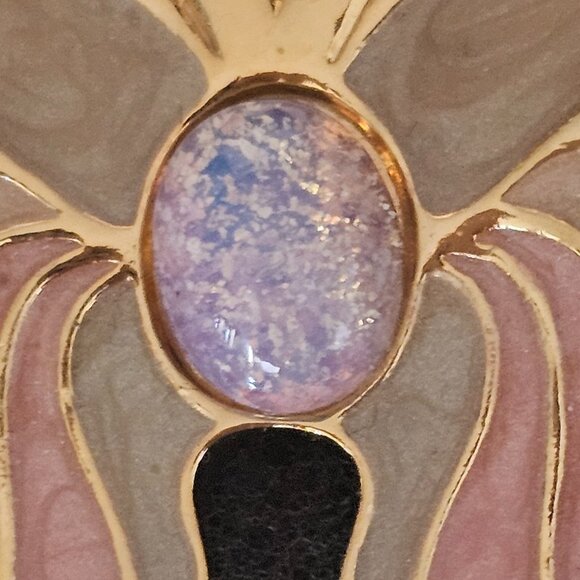 Avon Victorian Butterfly Pin Brooch w Box Retired 1998 Enamel w Faux Opal - Picture 3 of 4